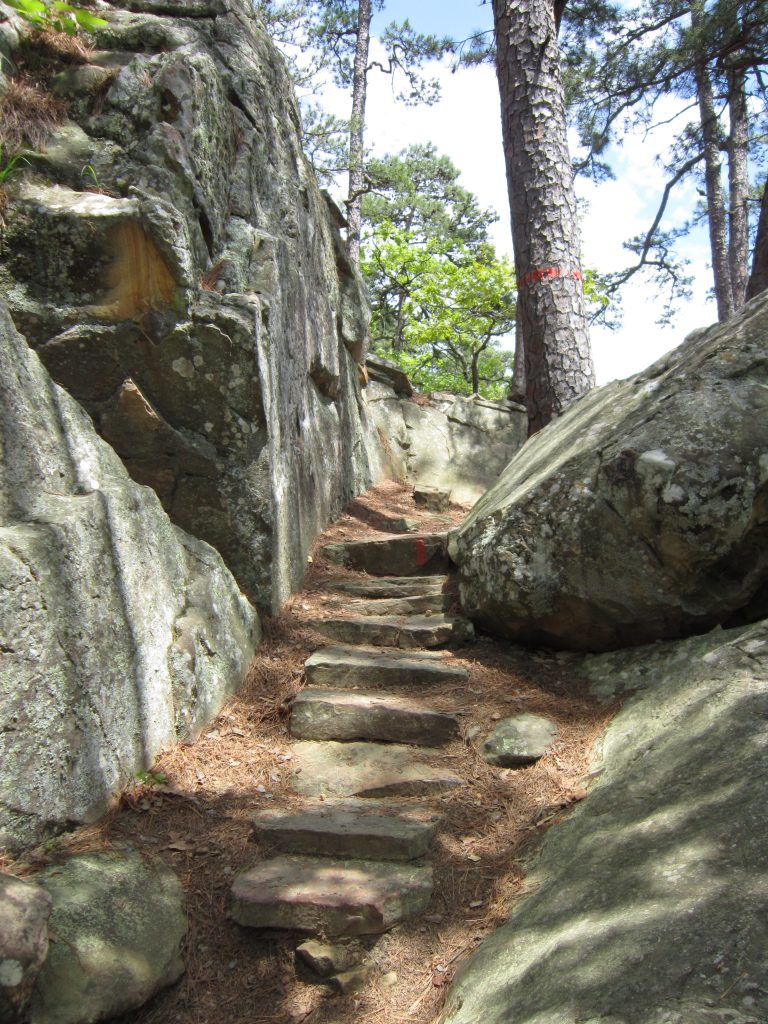 stone steps leading up to Robber's Cave